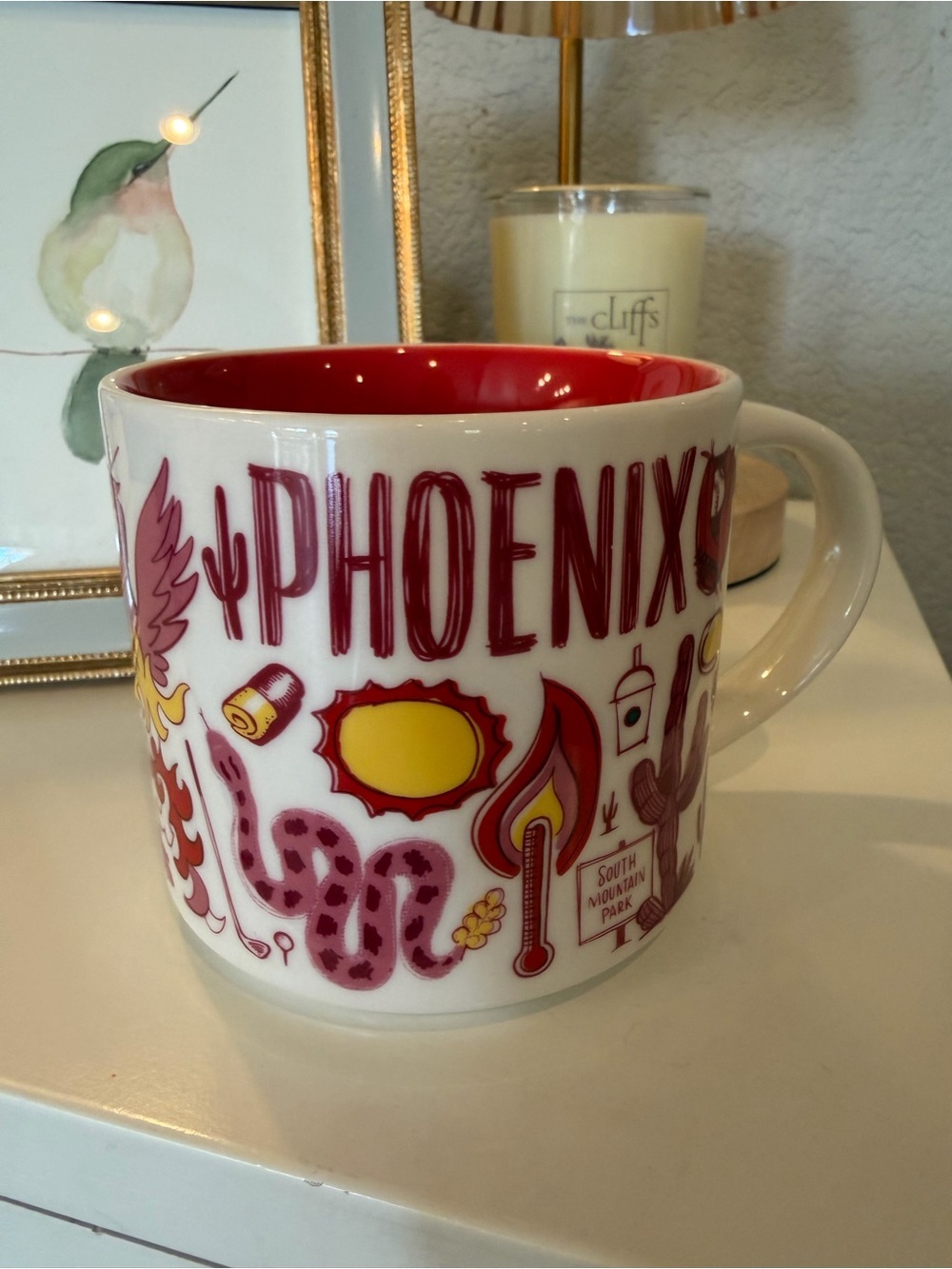 Phoenix BEEN THERE Starbucks Coffee Mug Cup Collectible 14 oz Red Yellow EUC